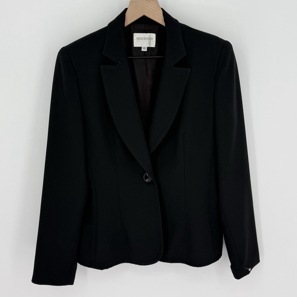 Hugo Buscati Single Button Black Blazer Women’s Size 10